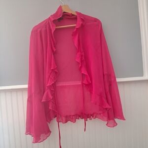Moa Moa Vibrant Pink Sheer Blouse